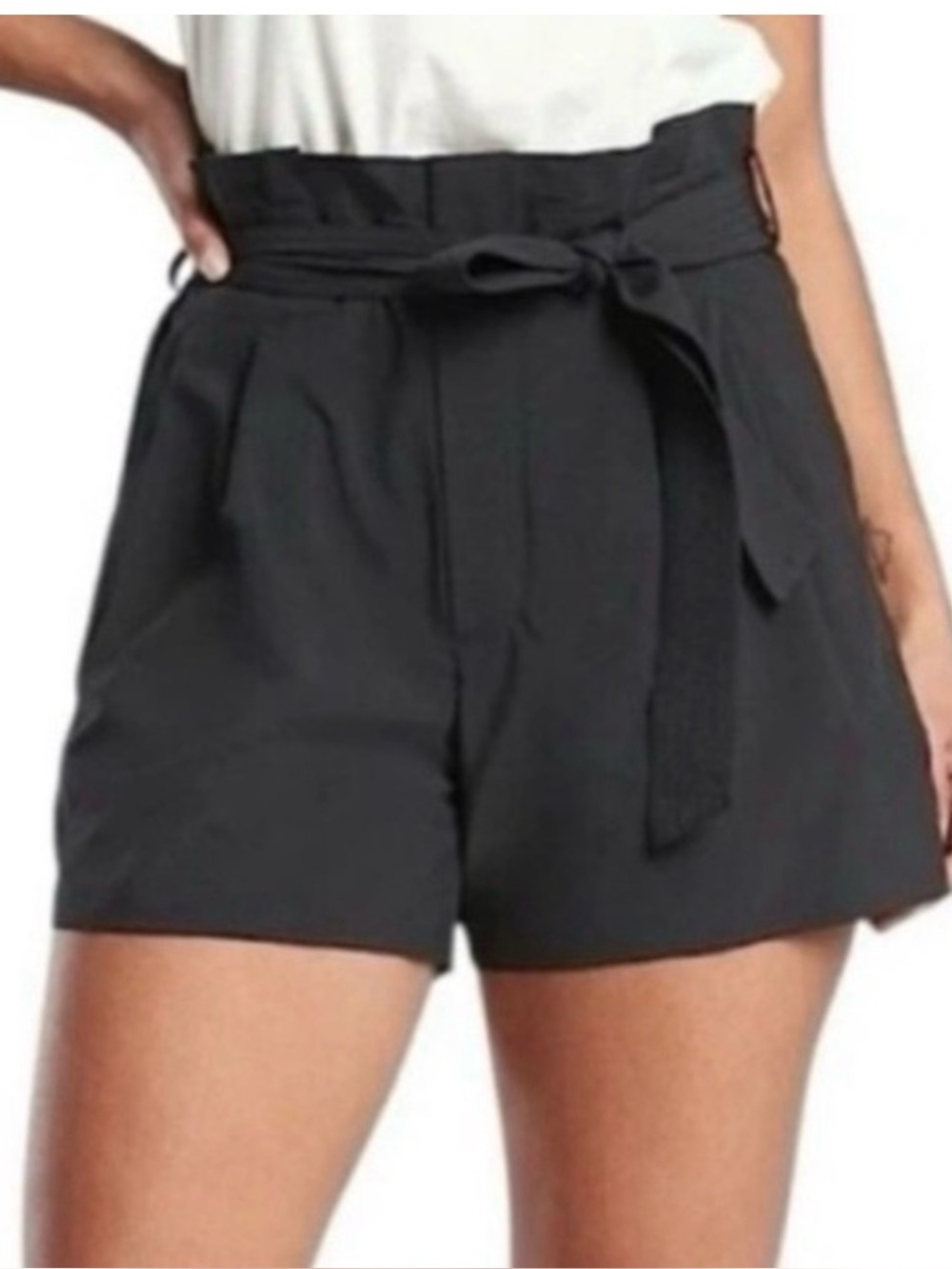 Athleta Skyline High Rise Paperbag Shorts Black Tie Lightweight S 4